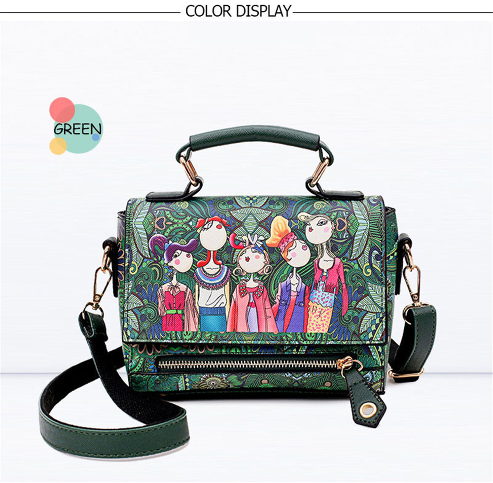 Fashion Women PU Leather Printing Messenger Bag Ladies Handbag Small Shoulder Bags