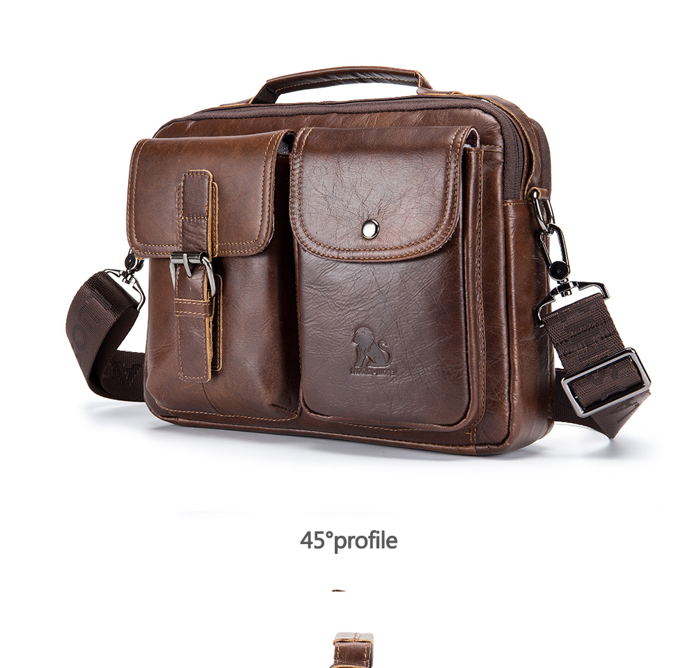 Vintage Leather Men Shoulder Bag - Brown - 3E68109712