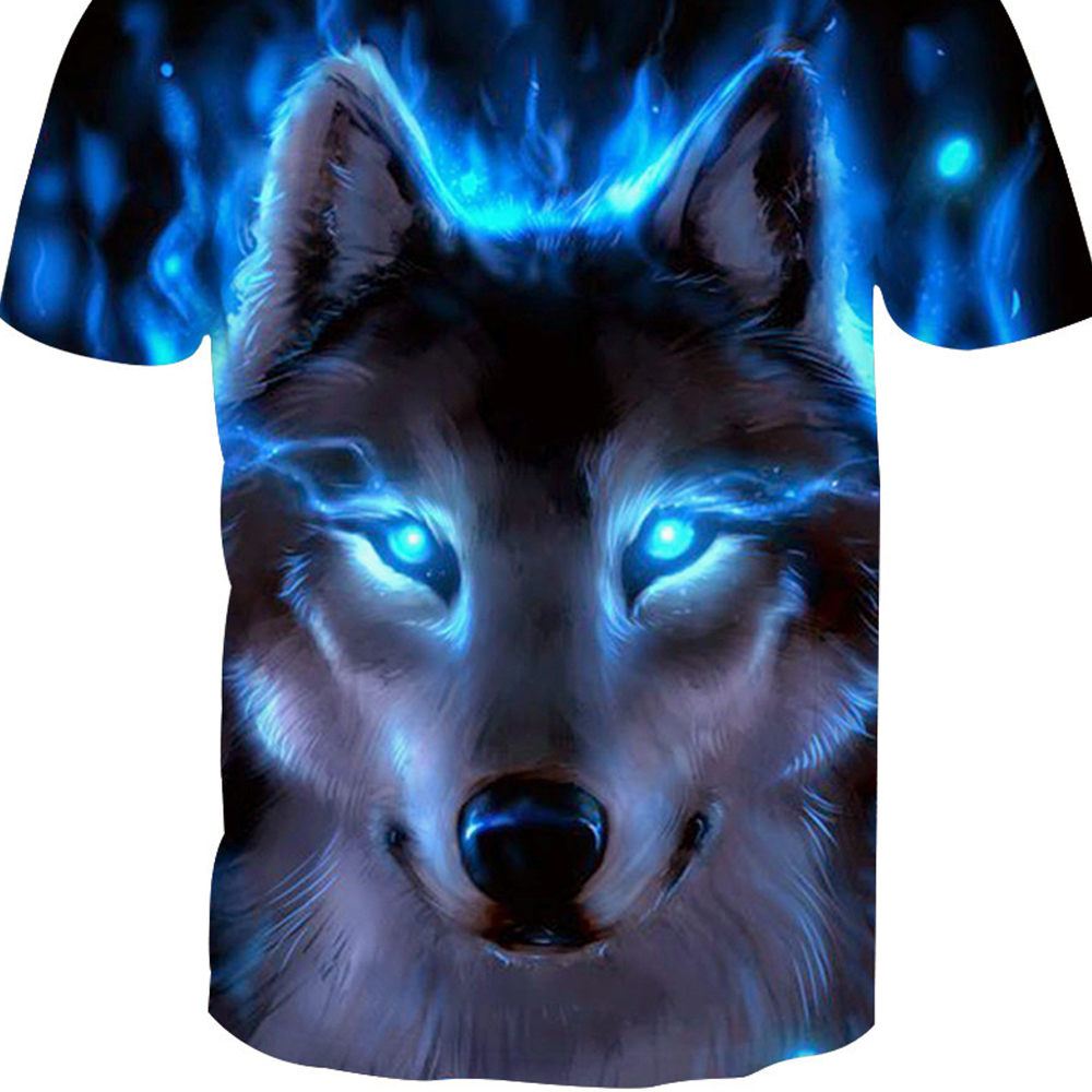 Short Sleeve Print Wolf T-Shirt