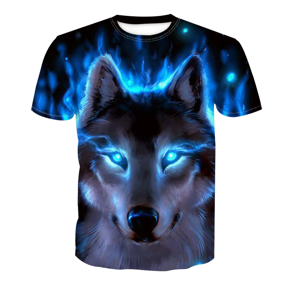 Short Sleeve Print Wolf T-Shirt