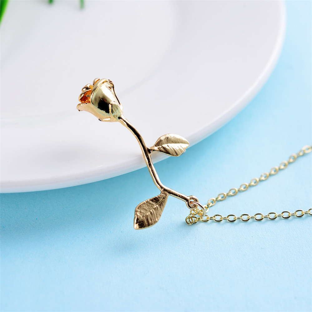 New Fashion Handmade Jewelry Wild Coloured Rose Pendant Necklace