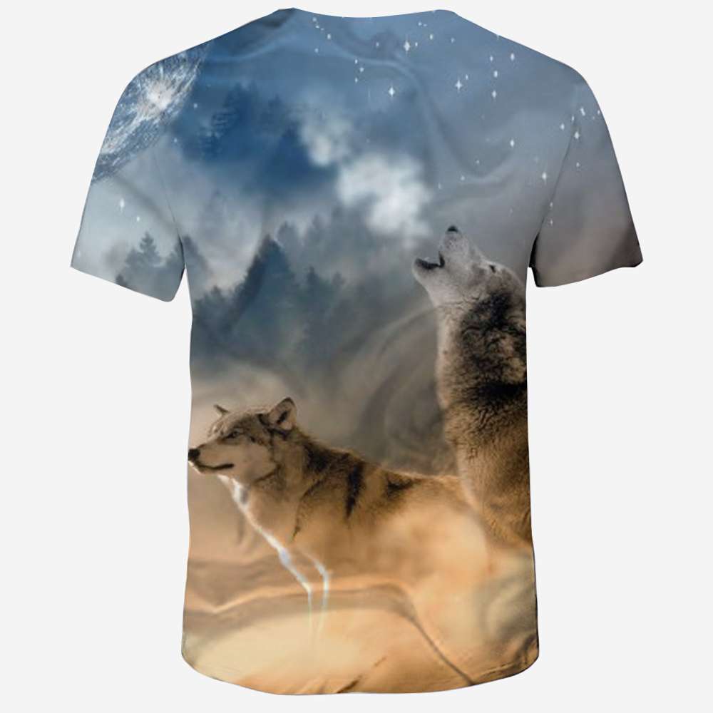 2018 Summer New Wolf Men's 3D Printed Short-Sleeved T-shirt