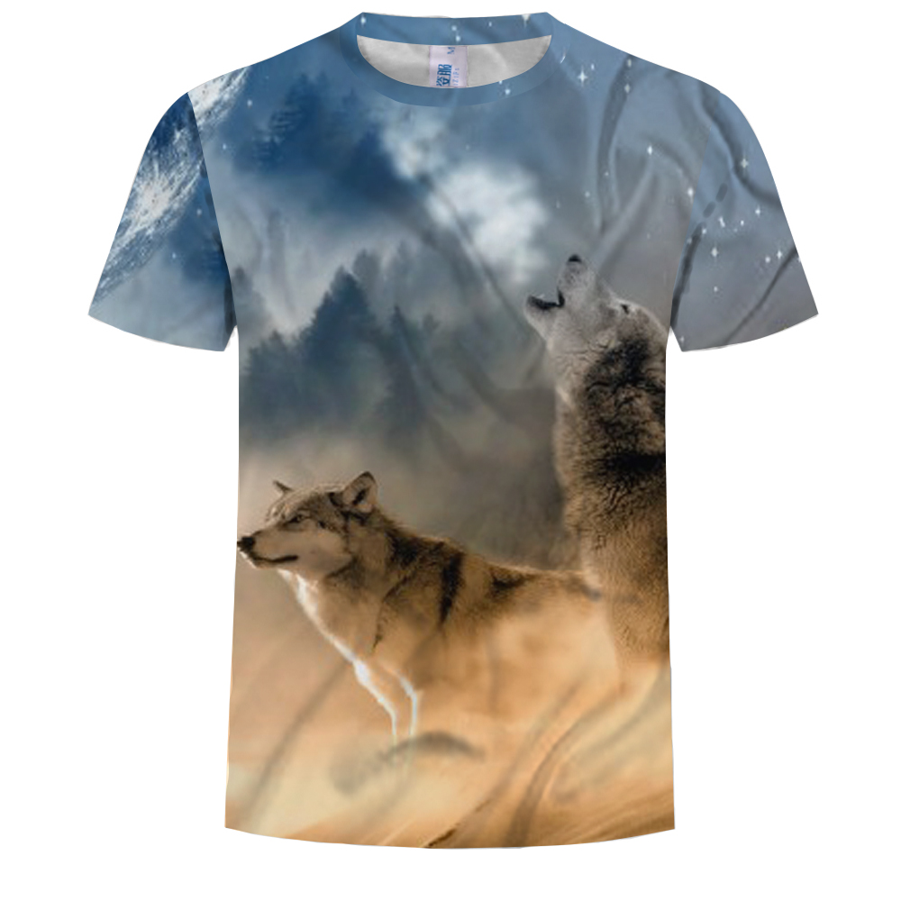 2018 Summer New Wolf Men's 3D Printed Short-Sleeved T-shirt