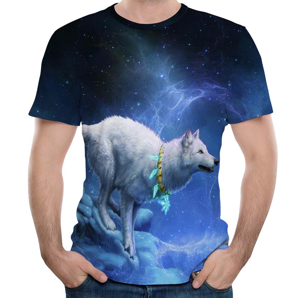 2018 Summer Men's New Snow Wolf 3D Printed Short-Sleeve T-shirt