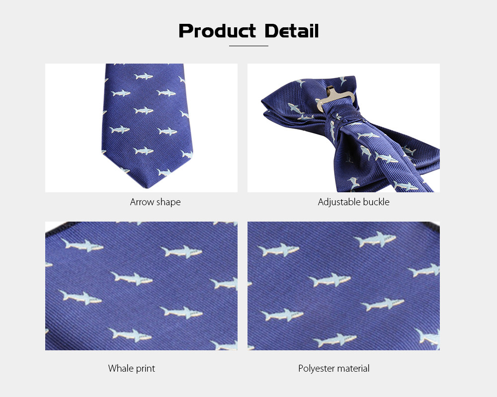 Classic Necktie Whale Printed Cravat Handkerchief Bow Tie Set Party Accessories