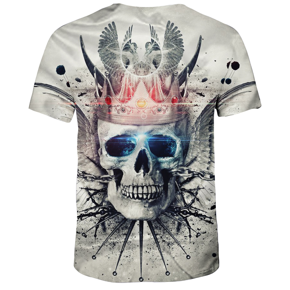 2018 Men's New 3D Crown Skull Printed Short Sleeve T-shirt