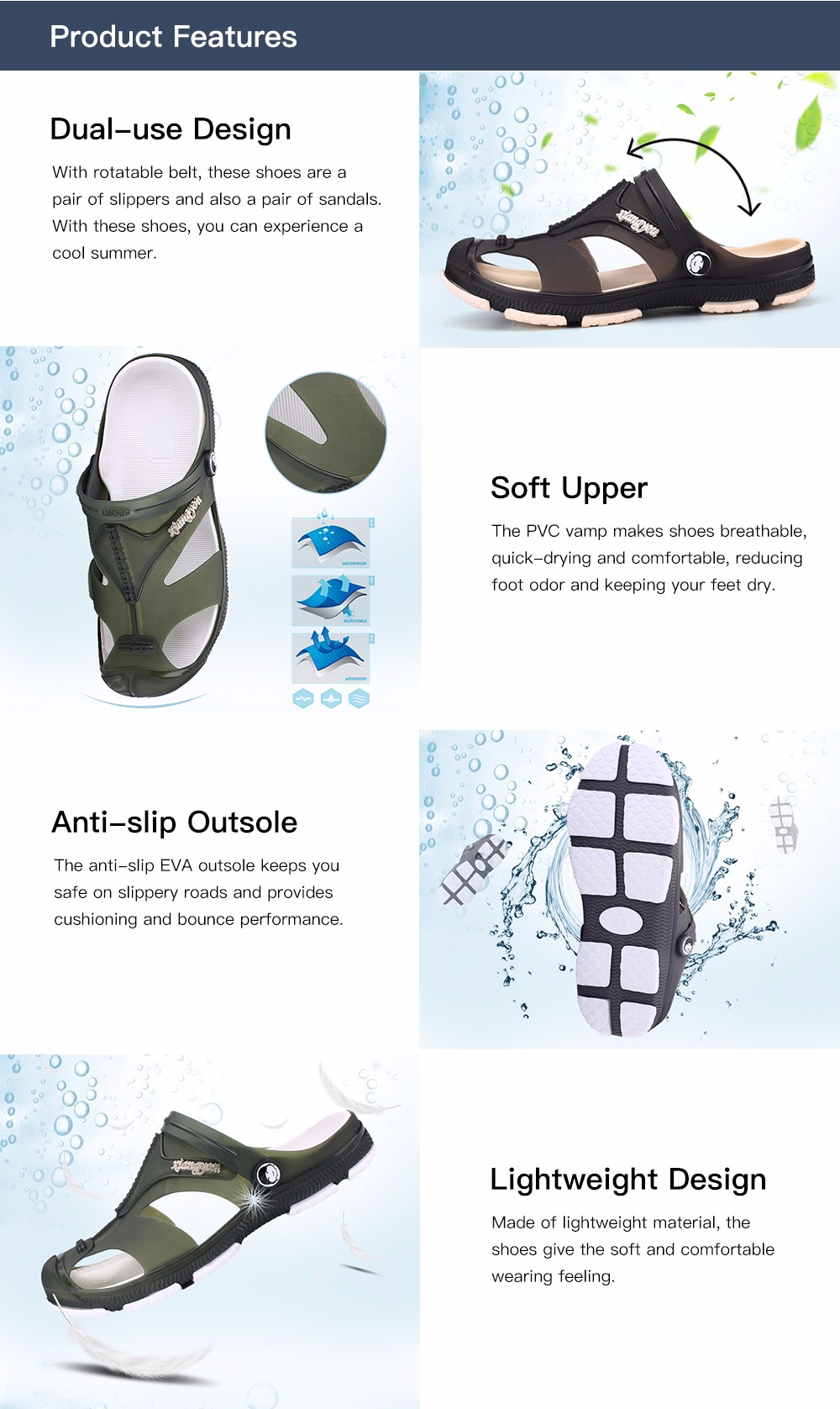 Leisure Breathable Dual-use Anti-slip Sandals for Men