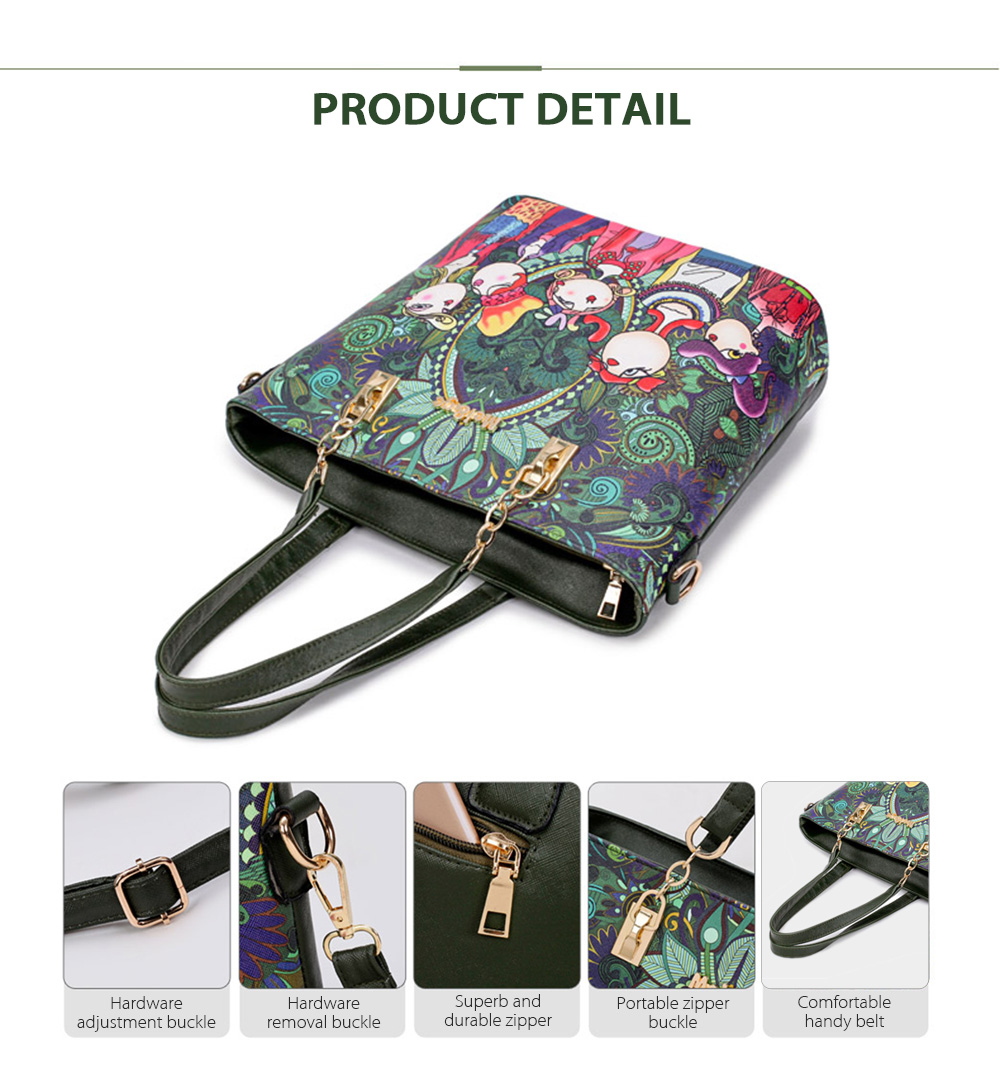 Guapabien Cartoon Printing Stylish Lady Bag Kit Shoulder Handbag Women Wallet