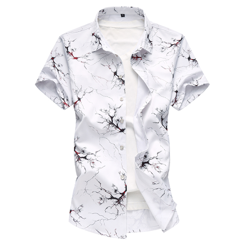 Men's Summer Short Sleeved Large Size Plus Fat Printed Casual Shirts