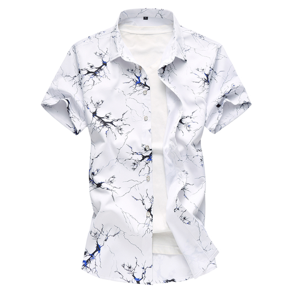 Men's Summer Short Sleeved Large Size Plus Fat Printed Casual Shirts