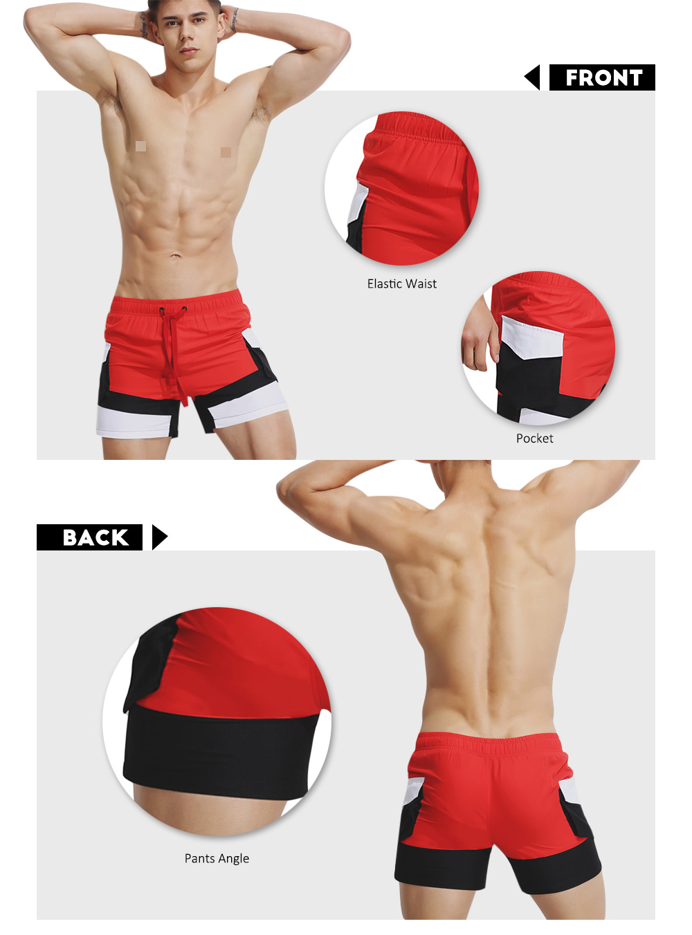 SUPERBODY SUP180817 Beach Shorts Loose Sports Color Blocking Causal Home Pants for Men