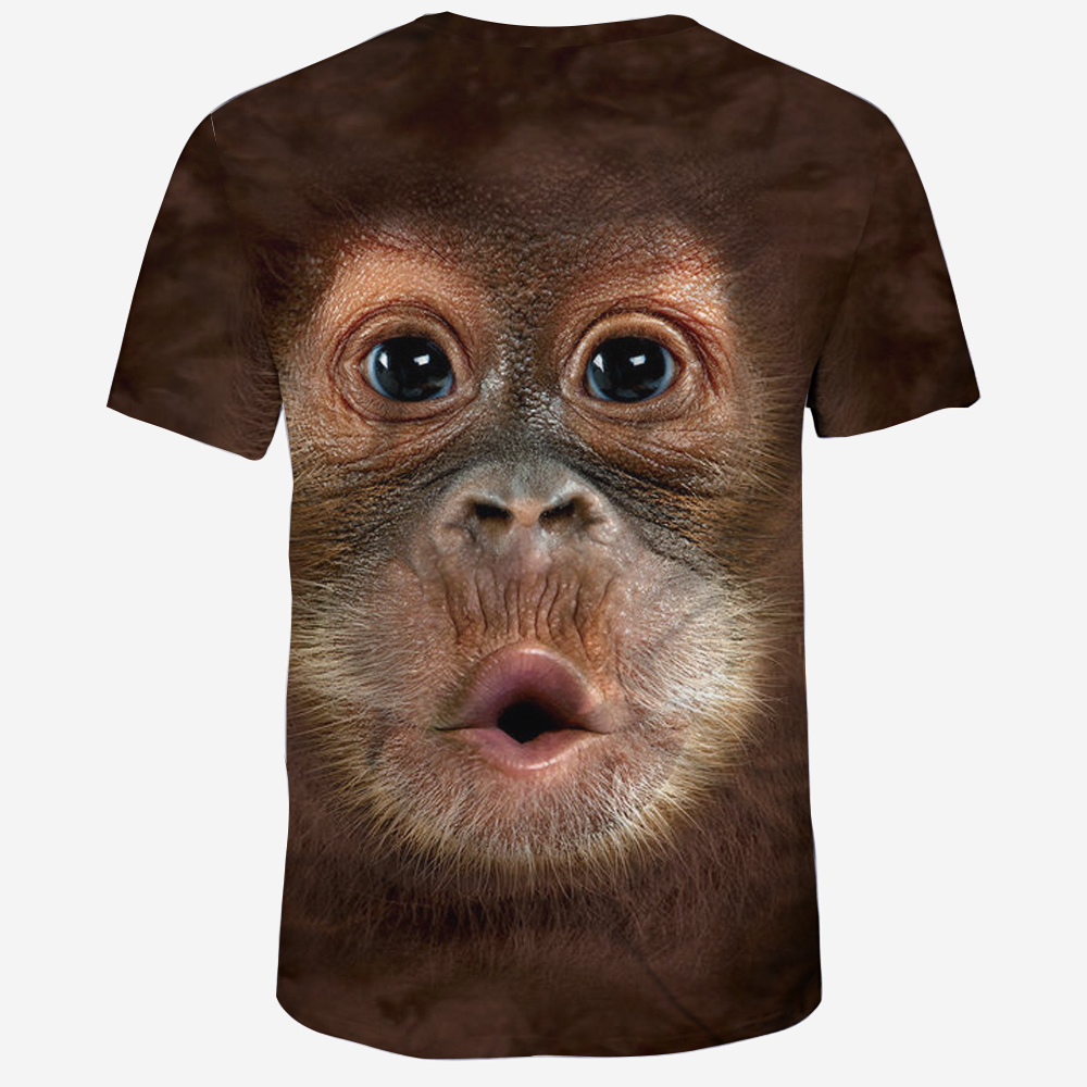 Summer Fashion 3D Monkey Singing Illustration Print Men's Round Neck T-shirt