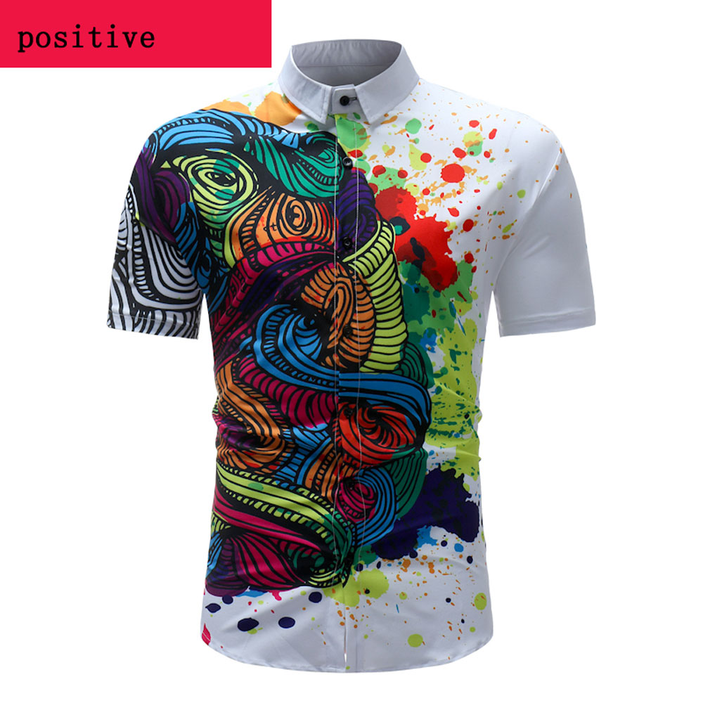 Men's Summer 3D Printed Short Sleeve Unique Flower Shirt