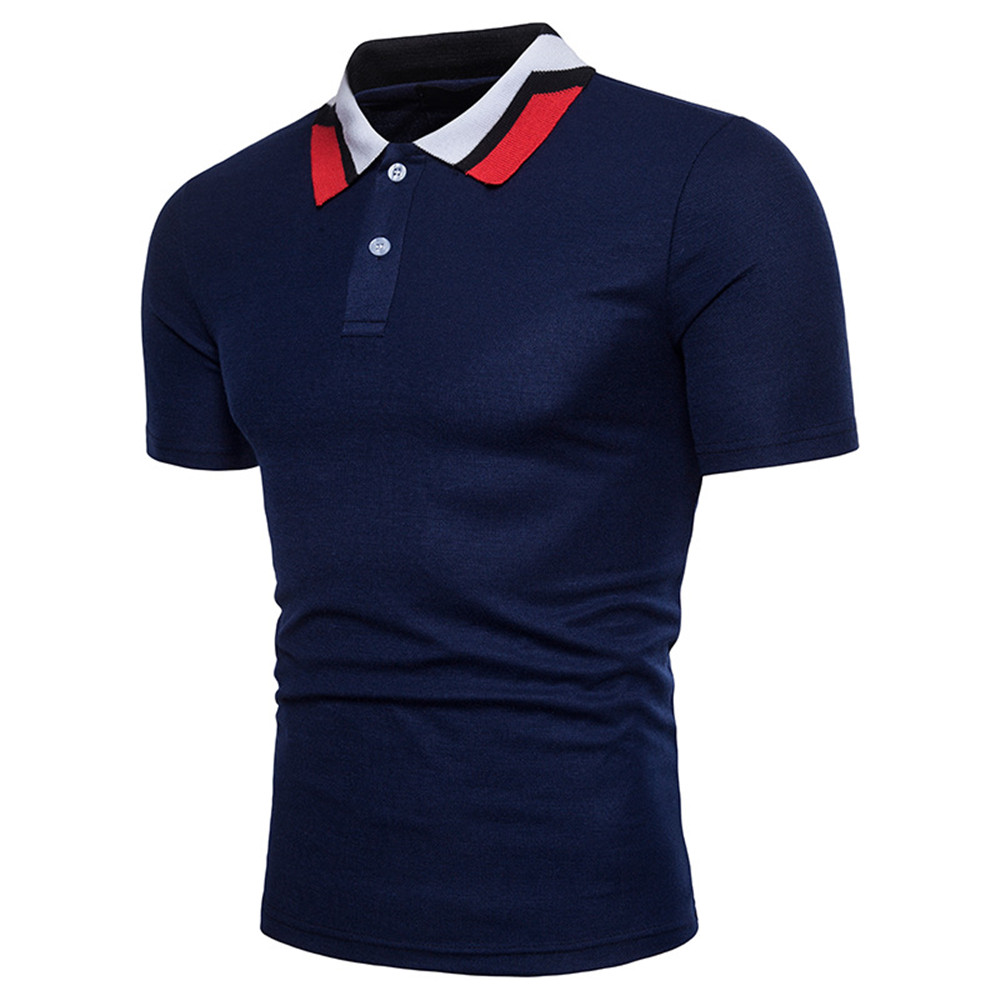 New European Men's Collar Color Matching Short-Sleeved T-Shirt