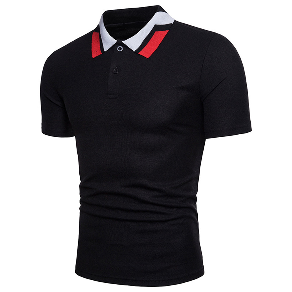 New European Men's Collar Color Matching Short-Sleeved T-Shirt