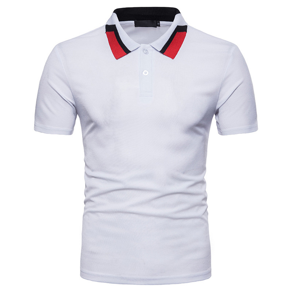 New European Men's Collar Color Matching Short-Sleeved T-Shirt