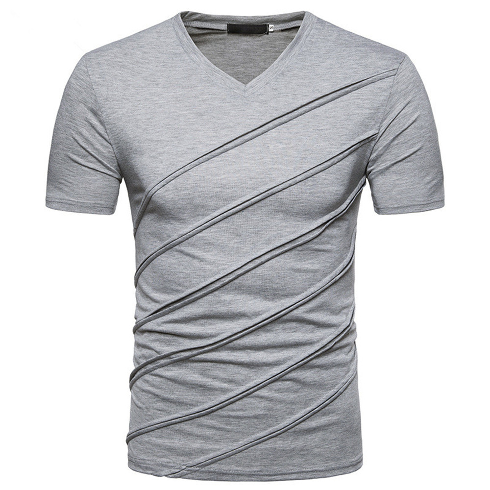 New Men's Pleated Short-Sleeved T-Shirt