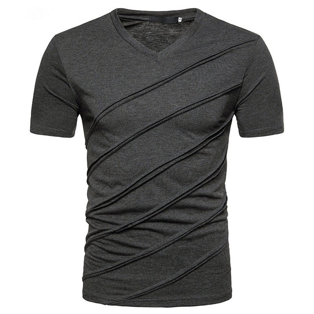 New Men's Pleated Short-Sleeved T-Shirt