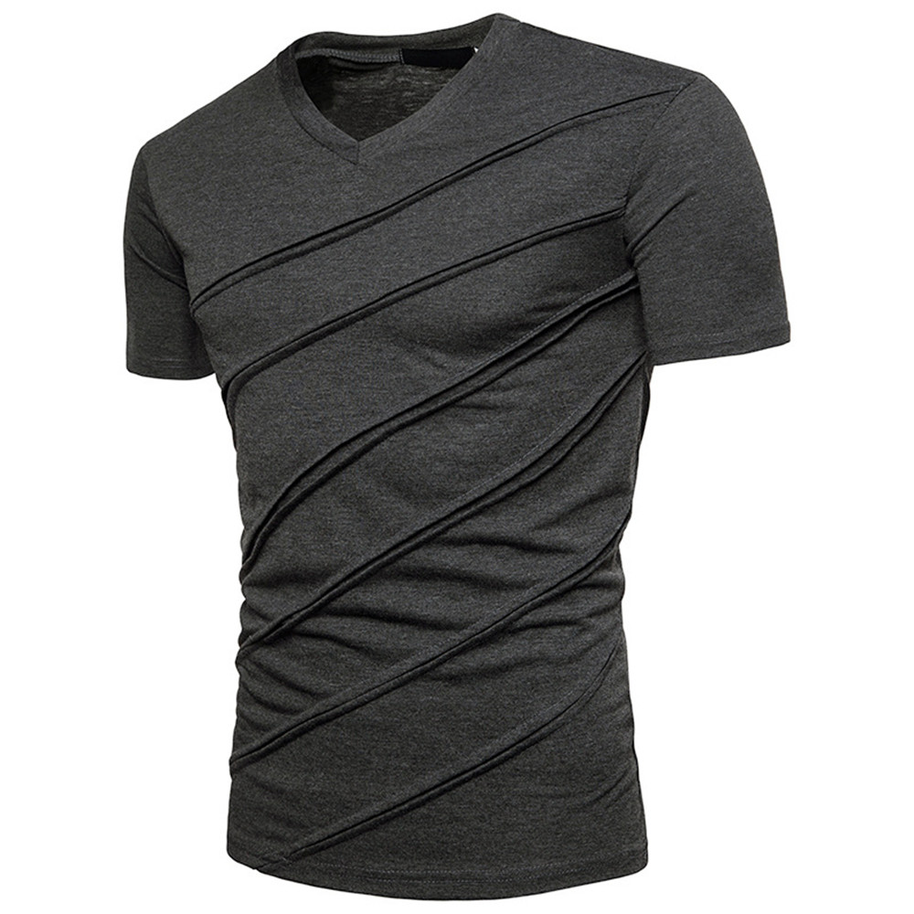 New Men's Pleated Short-Sleeved T-Shirt