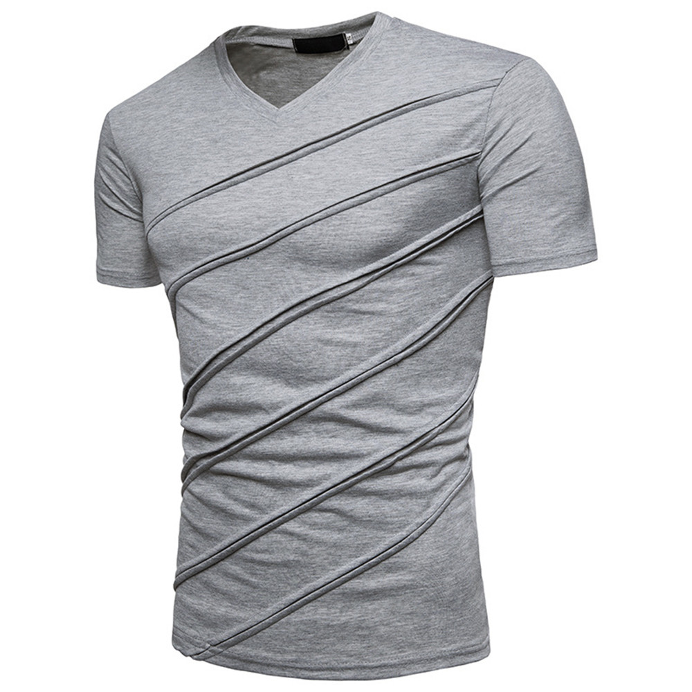 New Men's Pleated Short-Sleeved T-Shirt