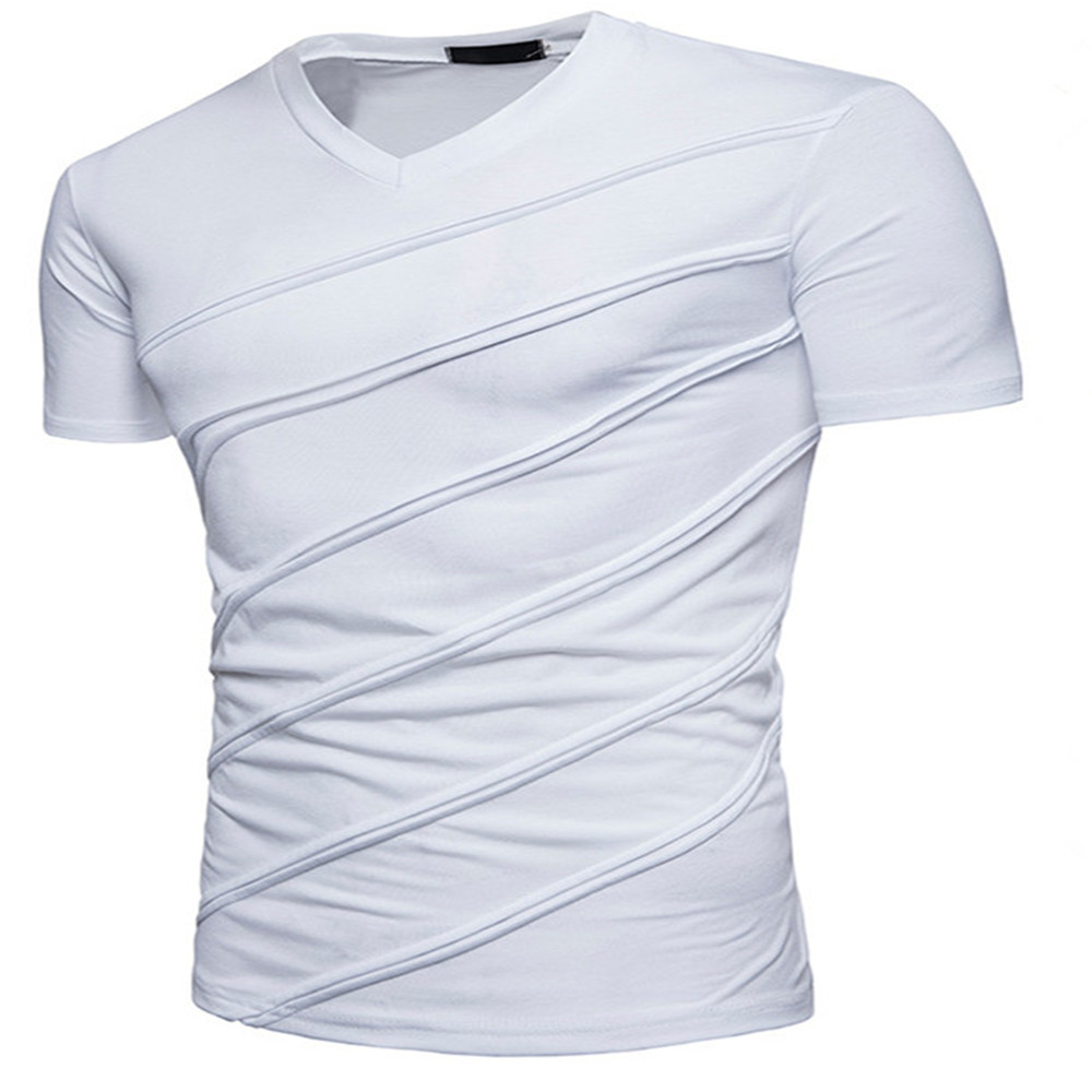 New Men's Pleated Short-Sleeved T-Shirt