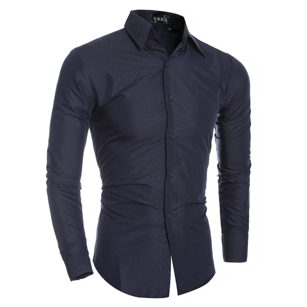 New High-Grade Embossed Men's Casual Modified Long-Sleeved Shirt