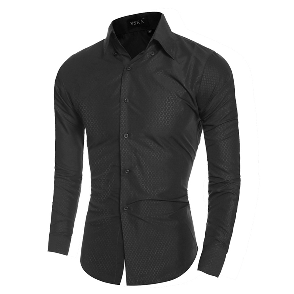 New High-Grade Embossed Men's Casual Modified Long-Sleeved Shirt
