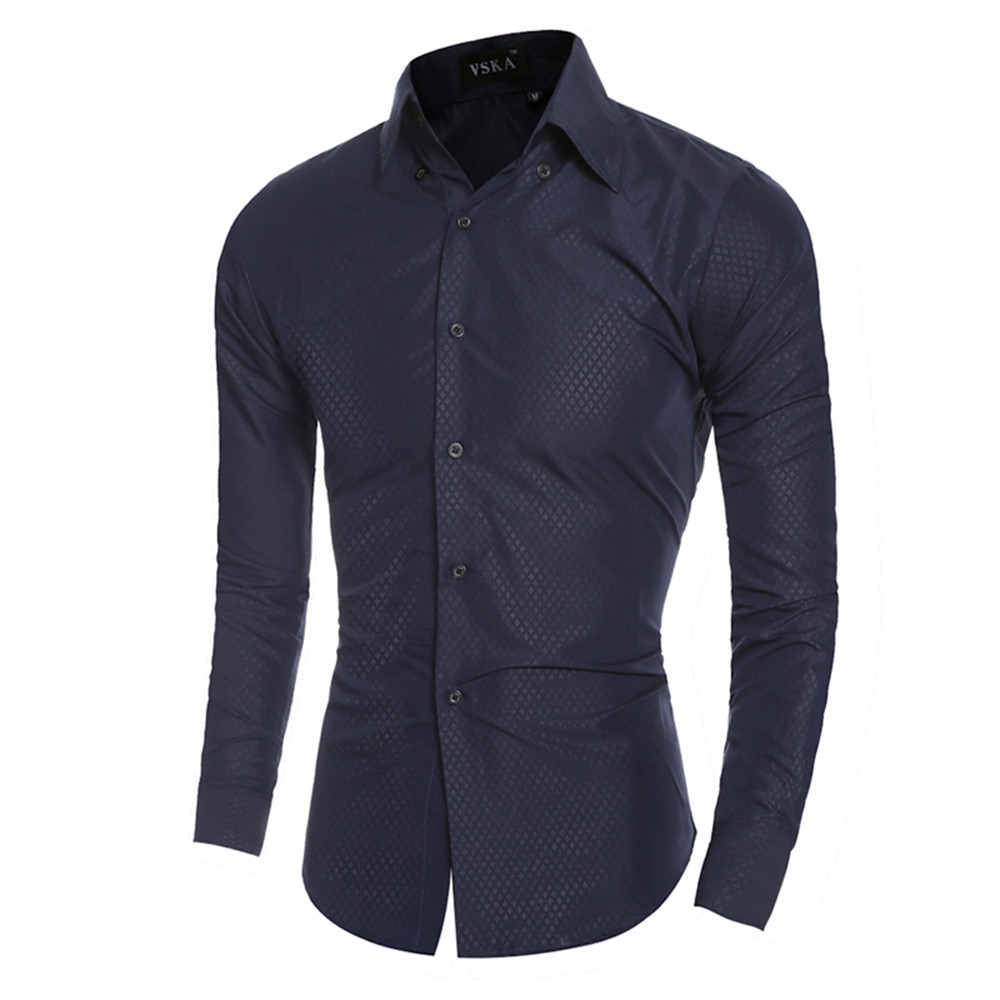 New High-Grade Embossed Men's Casual Modified Long-Sleeved Shirt
