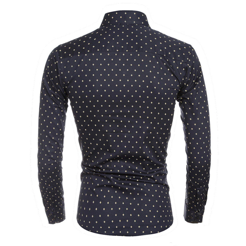 Boutique Cotton Small Aircraft Print Men's Casual Slim Long-Sleeved Shirt
