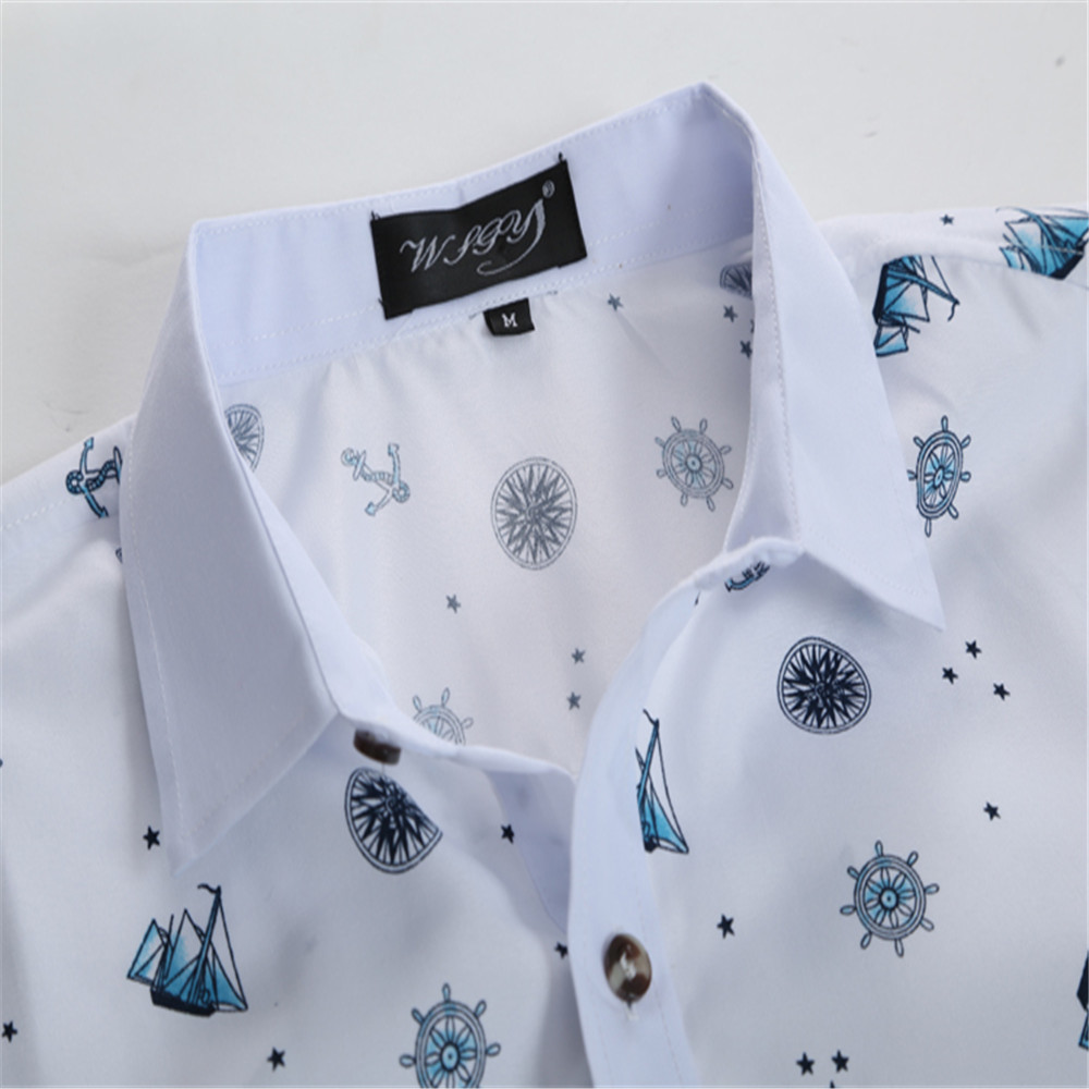 New Fashion Print Casual Slim Men's Long Sleeve Shirt