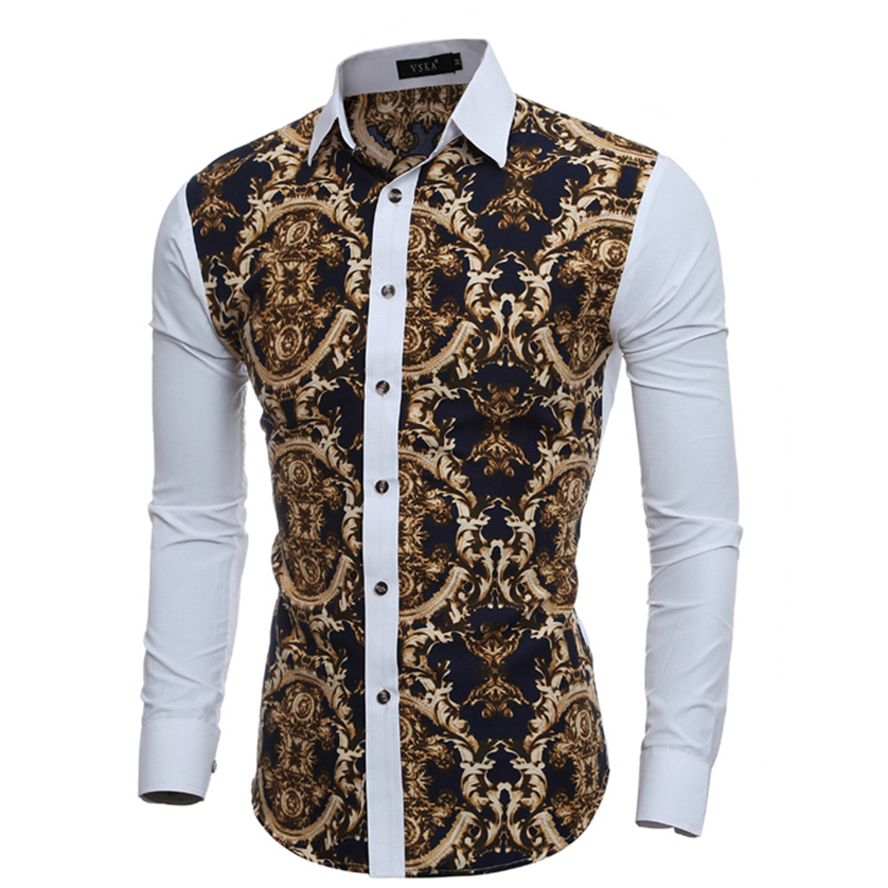 New 3D Print Men's Casual Slim Long-Sleeve Shirt