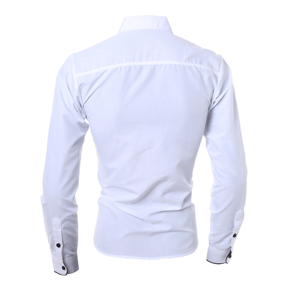 Fashion Edging Striped Lining Men's Slim Casual Long-Sleeved Shirt