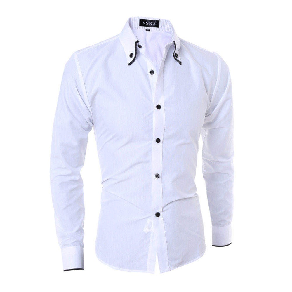 Fashion Edging Striped Lining Men's Slim Casual Long-Sleeved Shirt