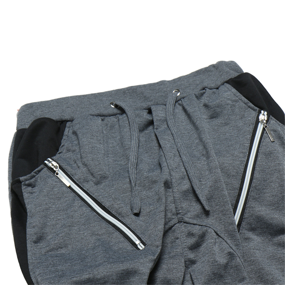 Men's Fashion Zippered Splicing Thong Elastic Pants Male Harem Casual Pants