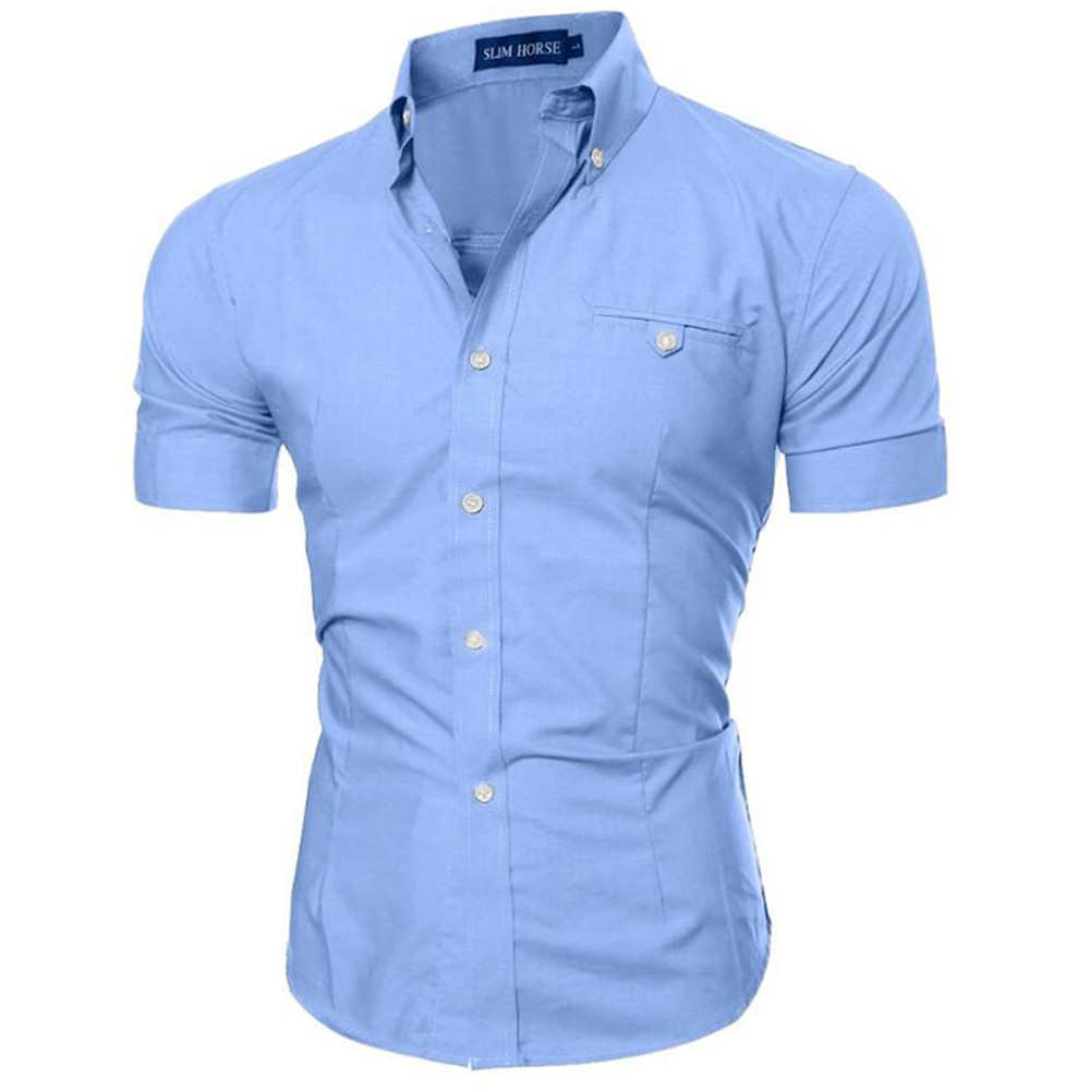 New Fashion Men's Casual Slim Solid Shirt