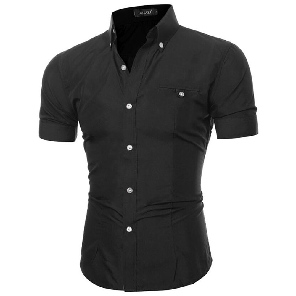 New Fashion Men's Casual Slim Solid Shirt