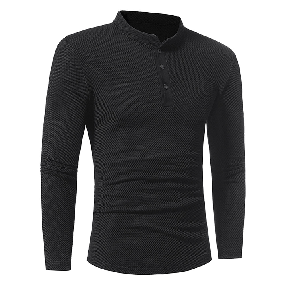 New Corn Fabric Men's Classic Collar Casual Slim Long-Sleeved T-Shirt