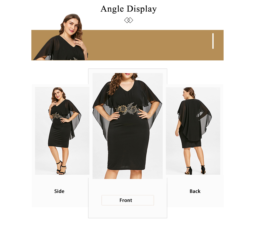 Plus Size Embroidery Capelet Dress