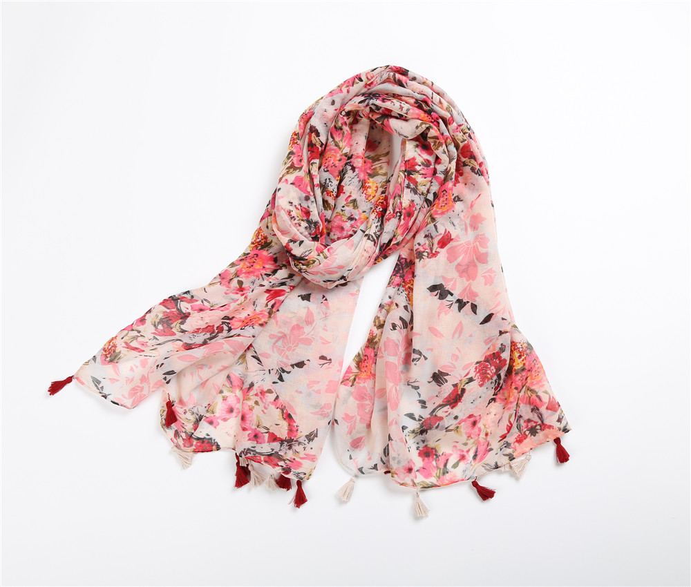 Women Soft Large Neck Scarf Floral Evening Party