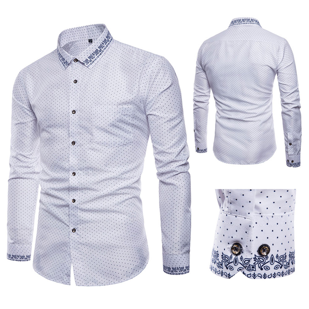 Autumn Men's Long Sleeve Dotted Shirt