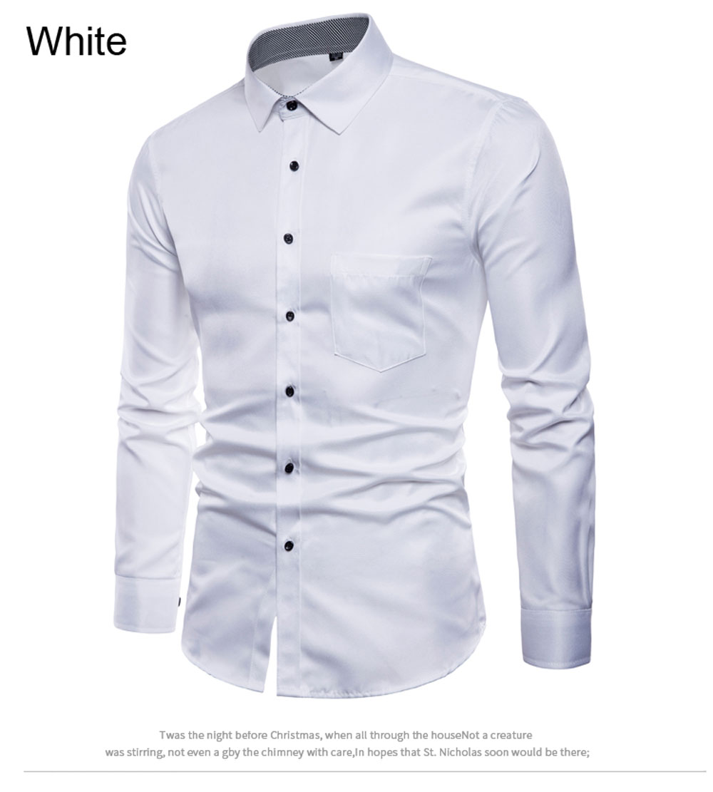 Spring Men's Long-Sleeved Shirt British Solid Color Wild Shirt T-Shirt