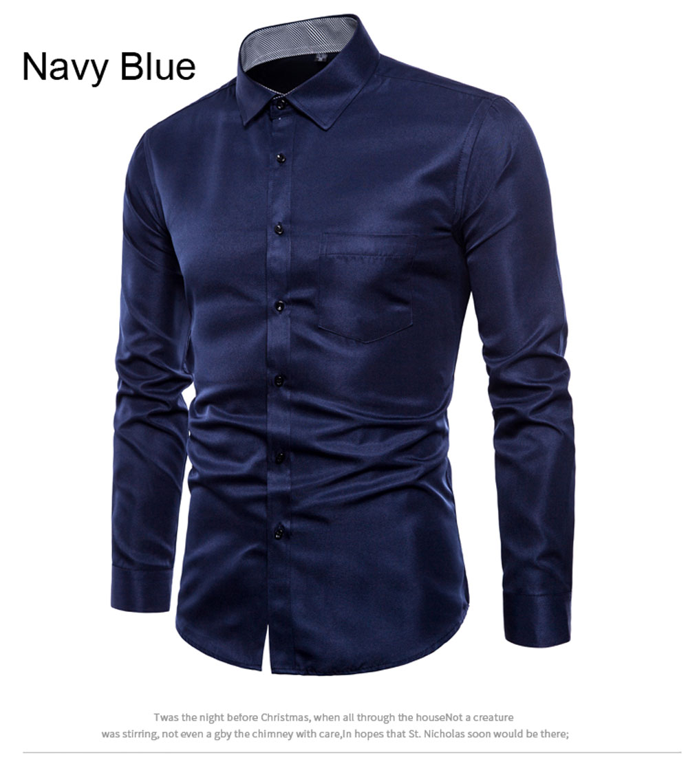 Spring Men's Long-Sleeved Shirt British Solid Color Wild Shirt T-Shirt