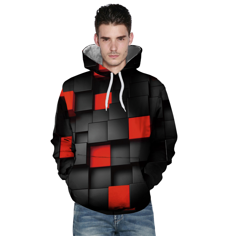 Autumn Fashion Magic Cube Men's 3D Print Long Sleeve Turtleneck Sweater
