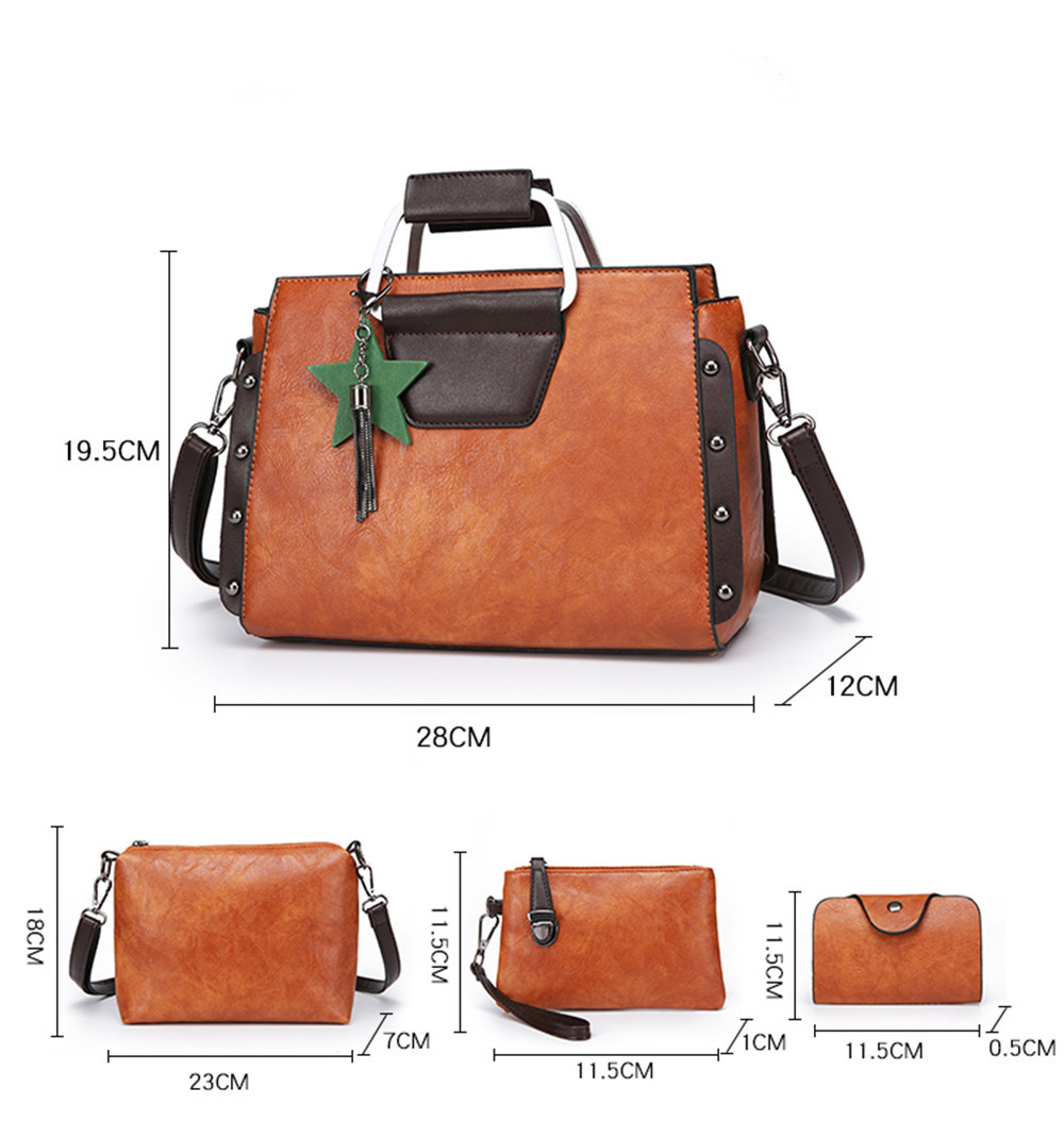 DD161527 PU Fabric Lady'S 4PCS Handbag Embossing