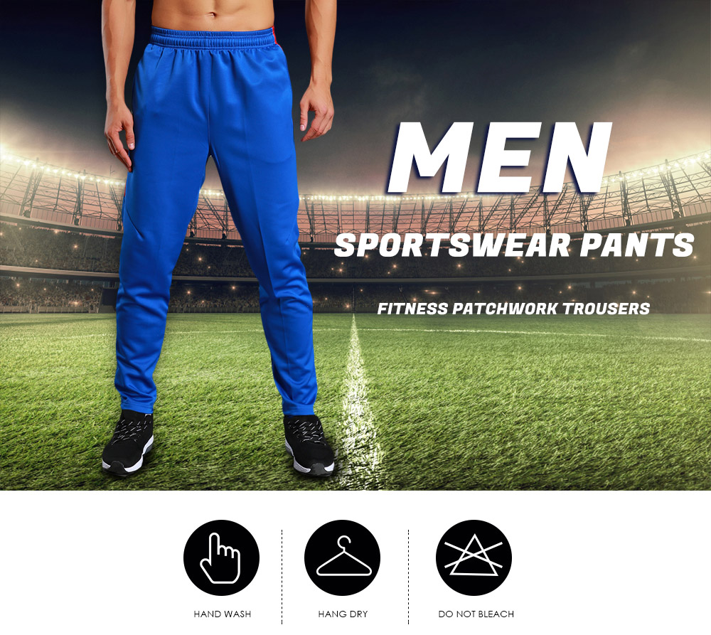Men Full Sportswear Jogger Pants Casual Elastic Fitness Skinny Patchwork Trousers