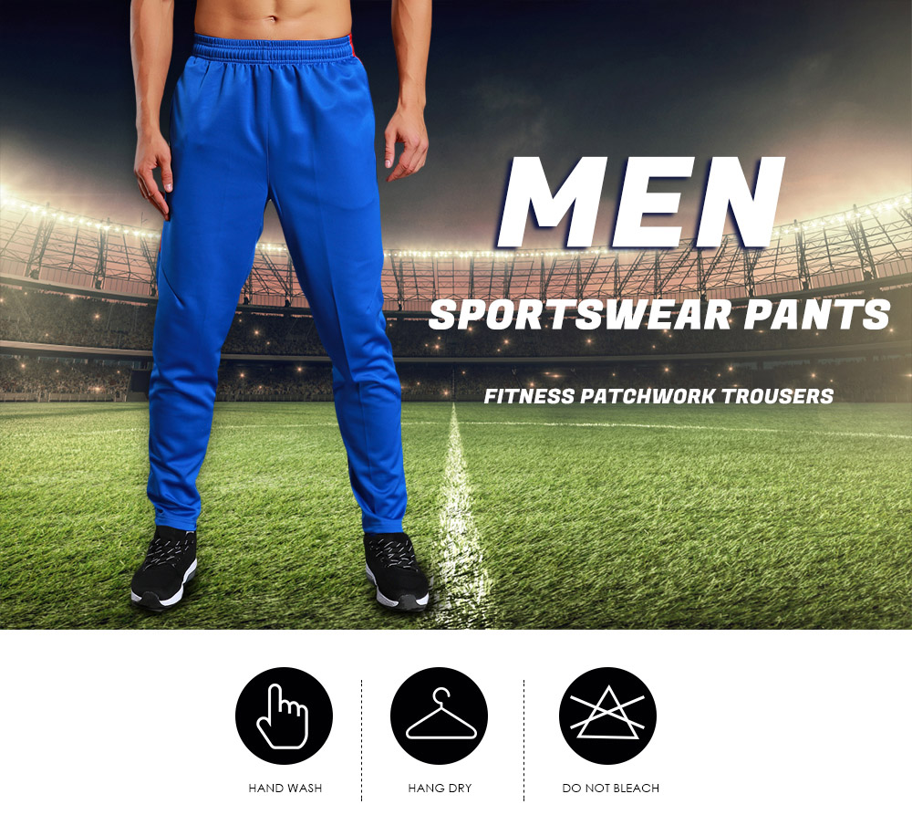 Men Full Sportswear Jogger Pants Casual Elastic Fitness Skinny Patchwork Trousers