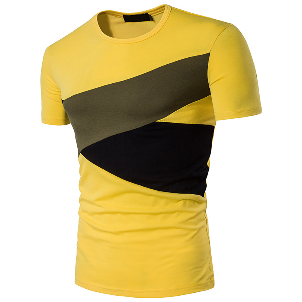 Men Hit Color Short Sleeve Casual T-Shirt