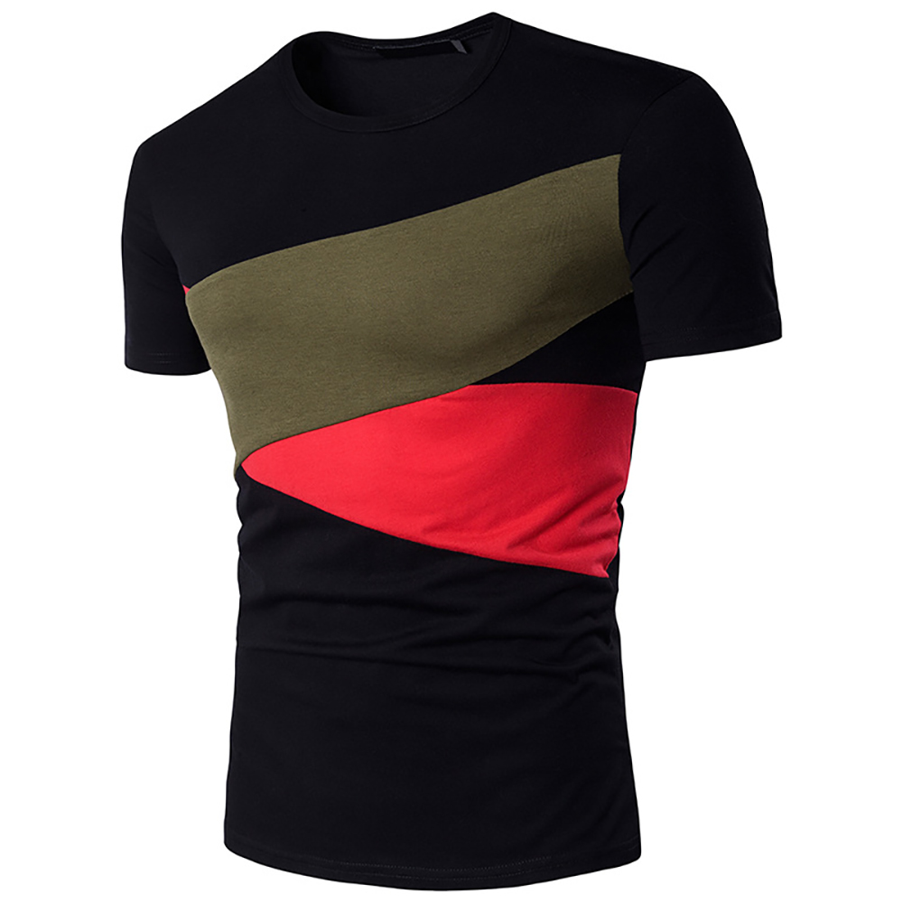 Men Hit Color Short Sleeve Casual T-Shirt