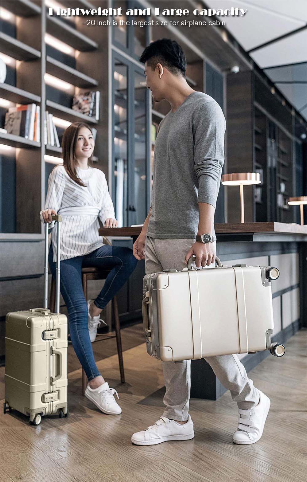 90FUN Carry on Spinner Wheel PC Suitcase 20 inch from Xiaomi Youpin
