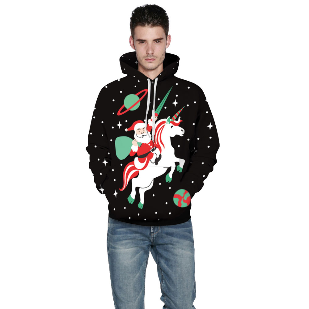 Men's Long Sleeve Autumn Winter Digital Christmas Print Sweatshirt